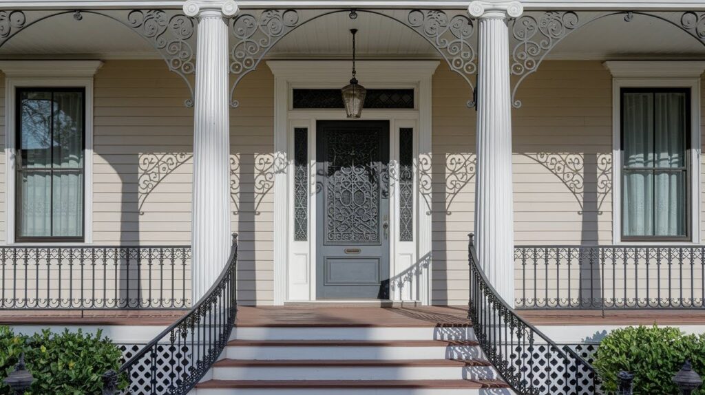Victorian Elegance with Ornate Iron Railings
