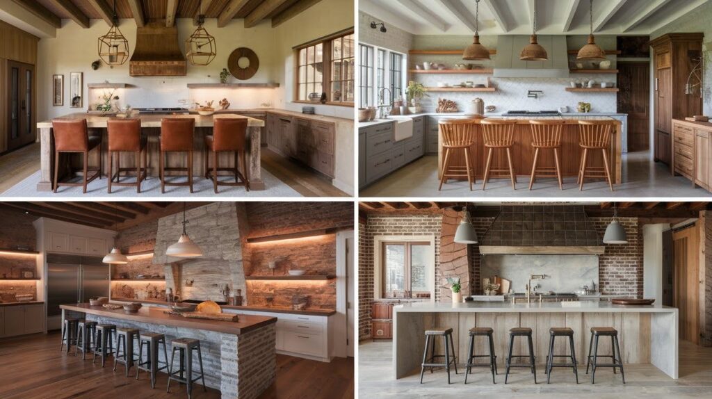 Warm & Rustic Waterfall Island Ideas