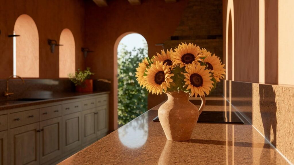 Warm Terracotta and Brown Granite