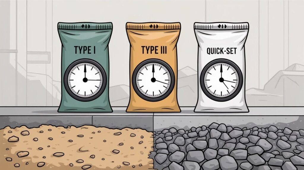 Your cement type controls the base timeline.