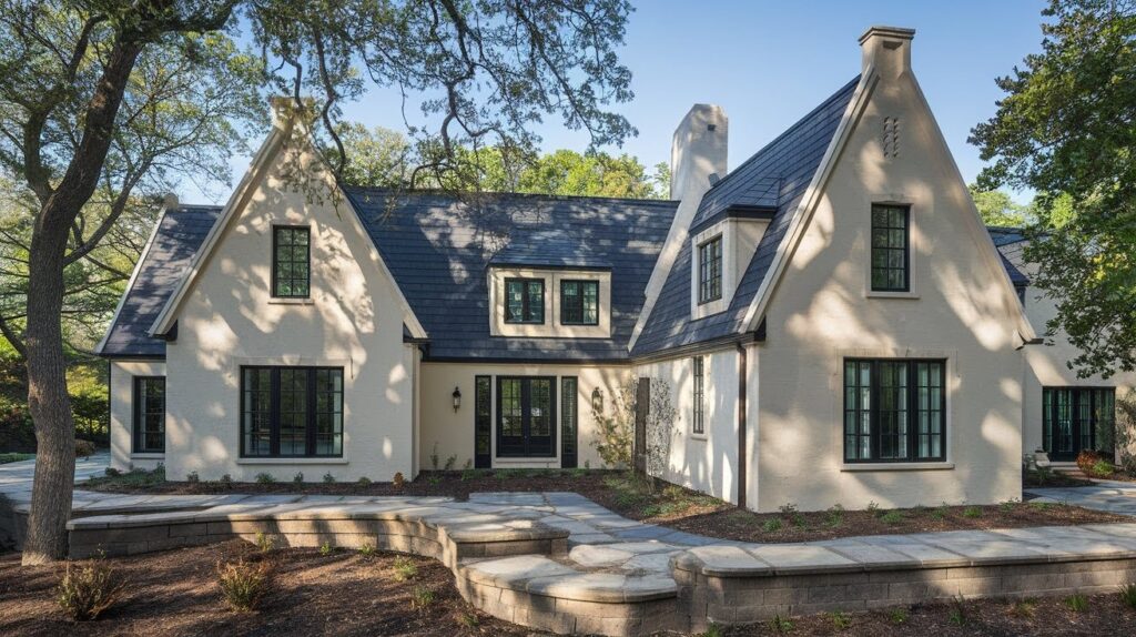 Beige House With Charcoal or Black Roof