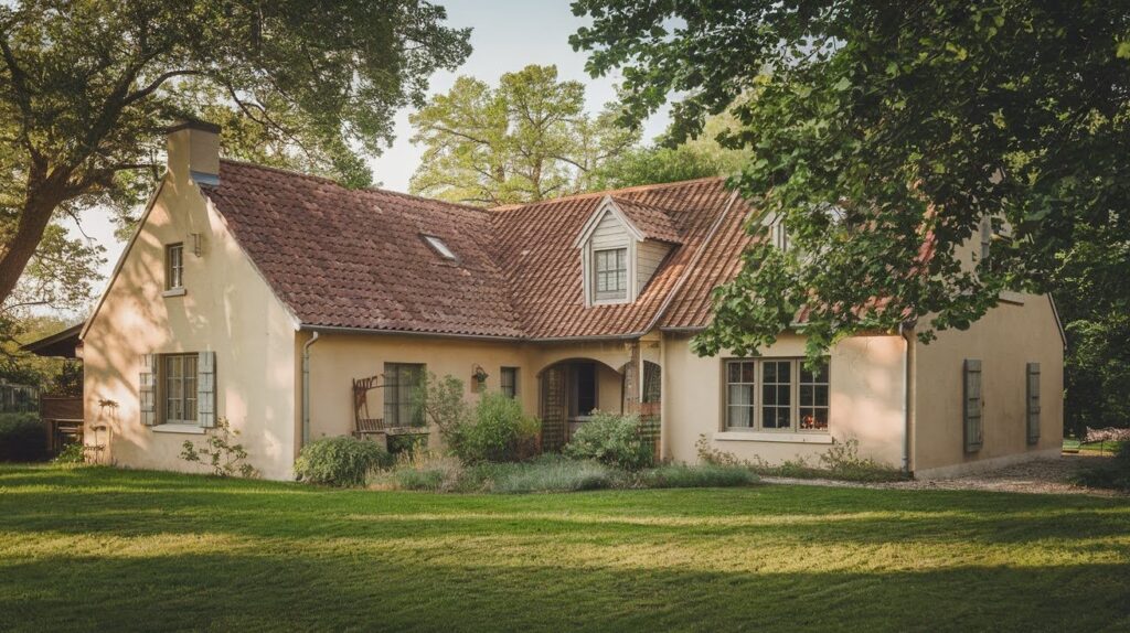 Beige House With Warm Red Roof