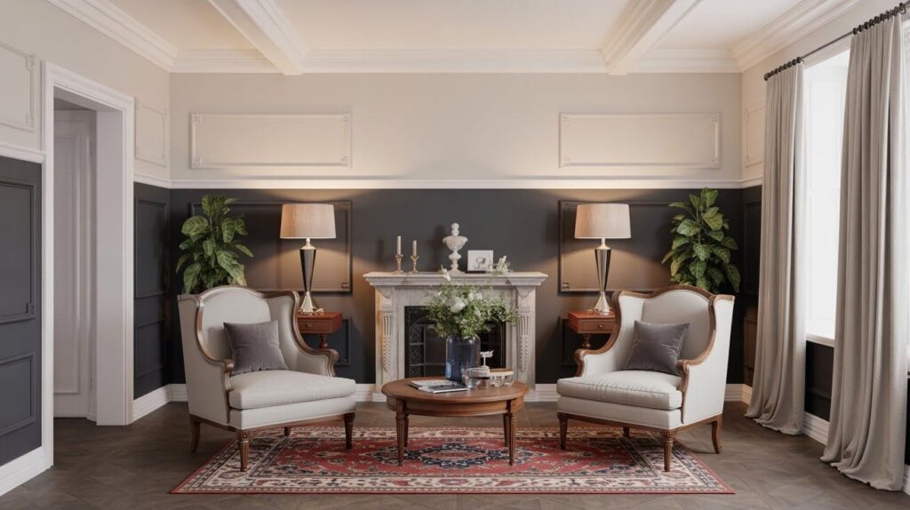 Half-Painted Walls with Chair Rail
