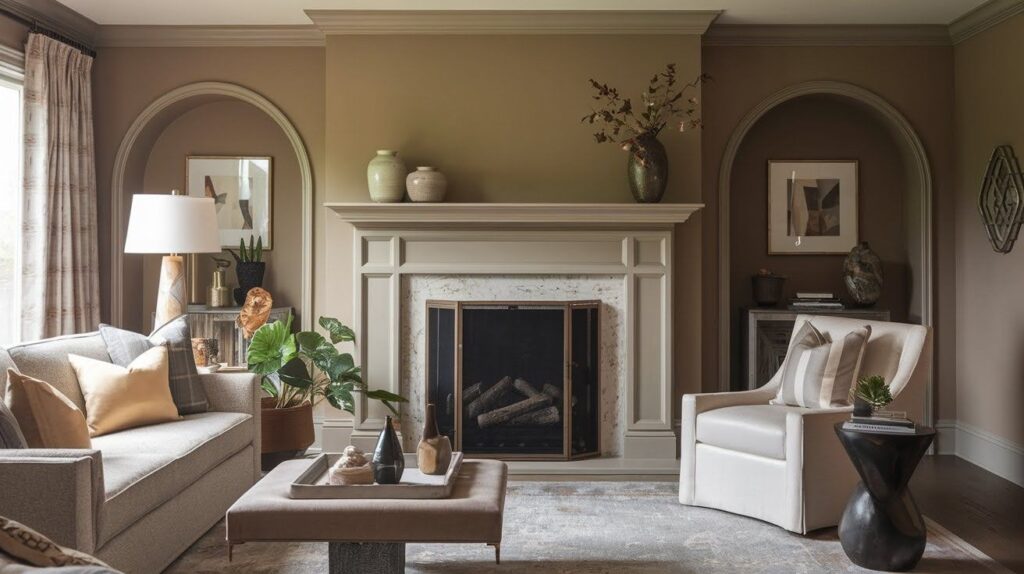 Neutral Gray Venetian Plaster Fireplace