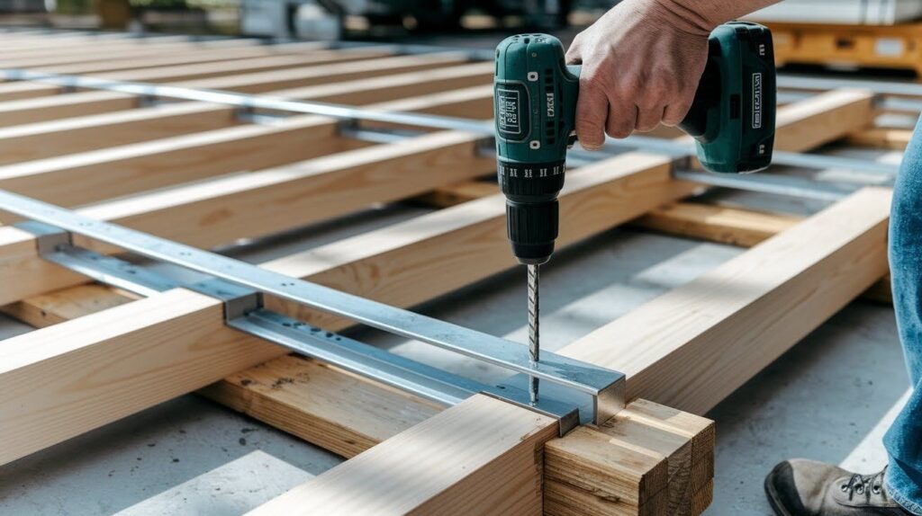 Secure the Shed Floor Joists to Skids