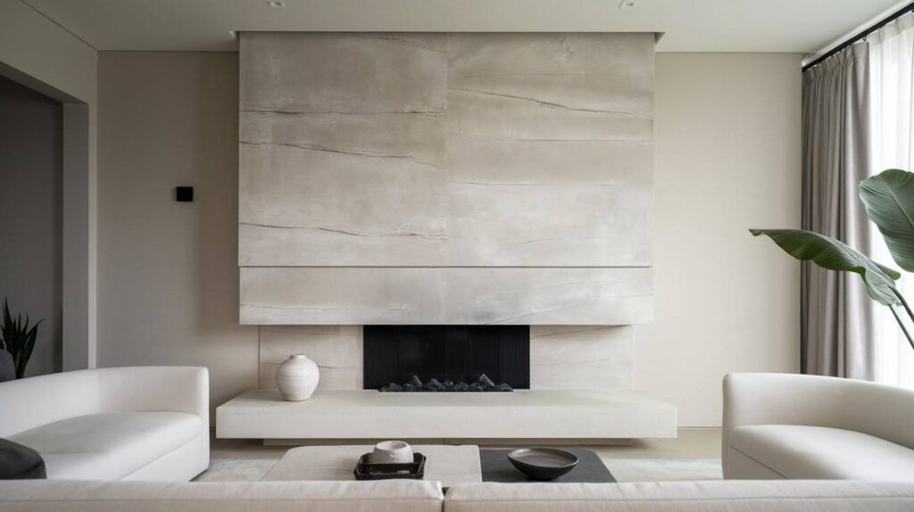 Sleek Minimalist Venetian Plaster Fireplace