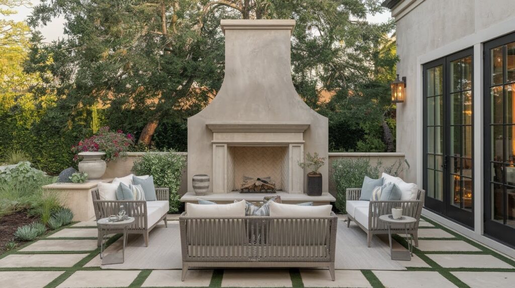 Venetian Plaster Fireplace for Outdoor Living Areas