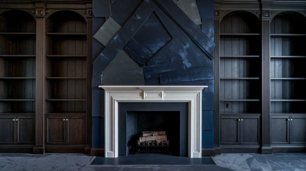 Venetian Plaster Fireplace with Bold Dark Shades