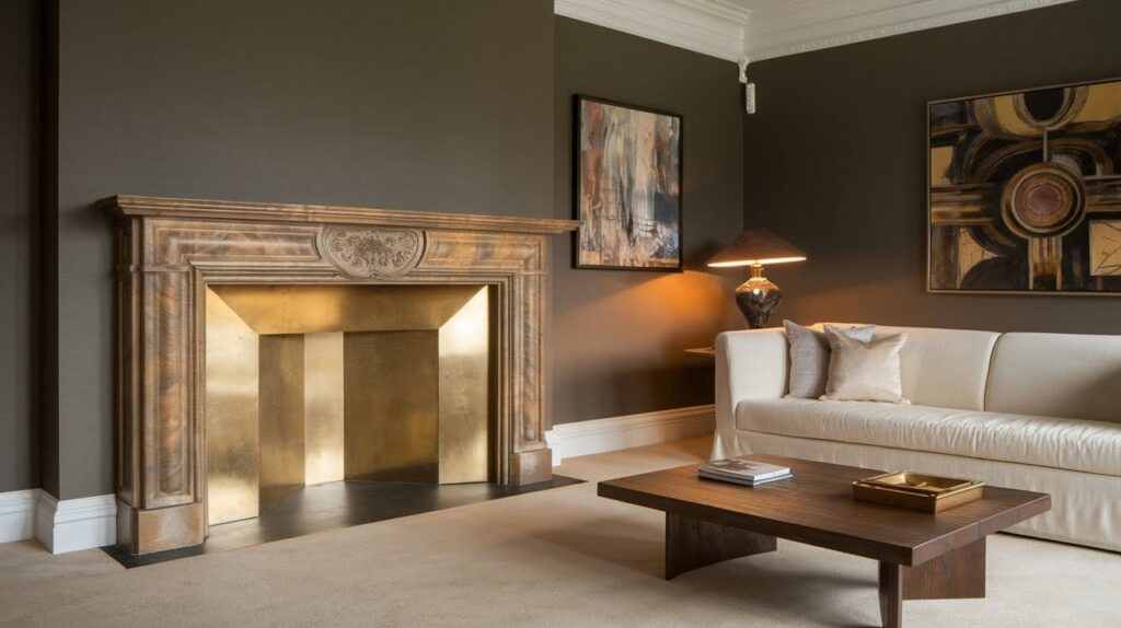 Venetian Plaster Fireplace with Metallic Finishes