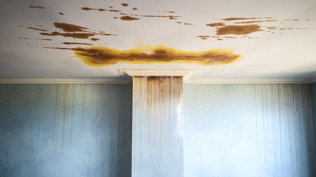 Water Stains On Ceiling Or Walls Near Chimney