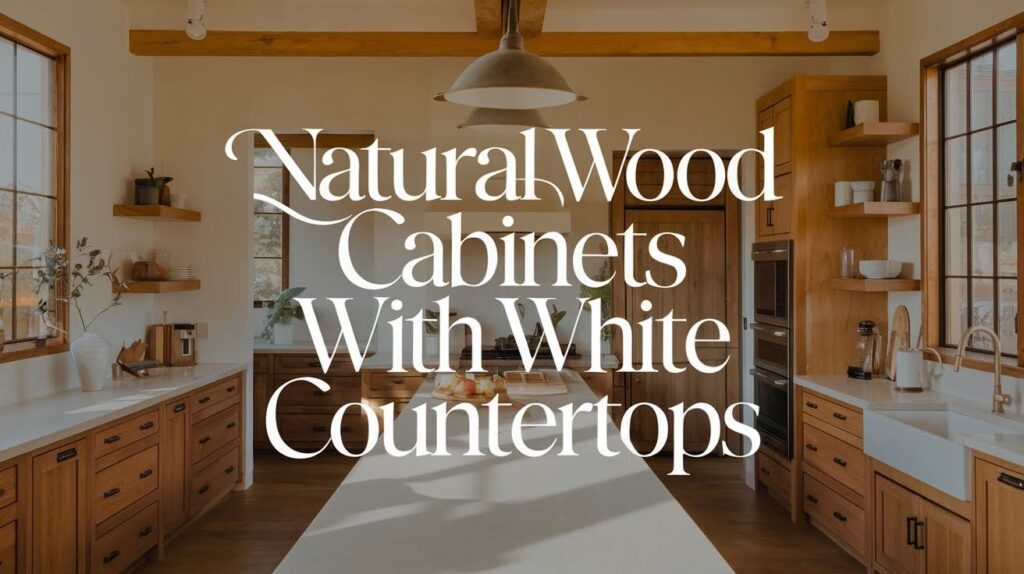 9 Natural Wood Cabinets with White Countertops