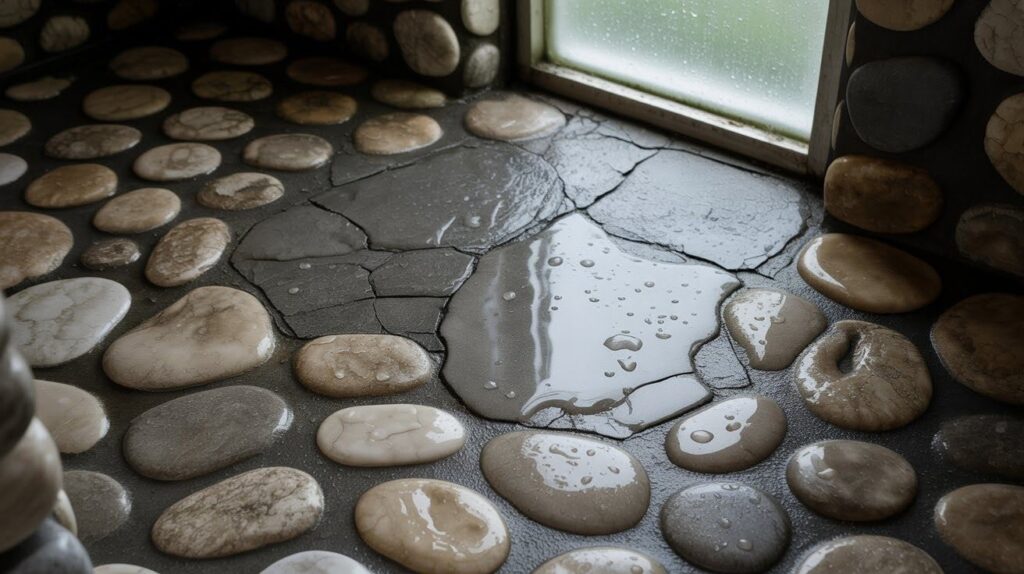 river rock shower floor problems