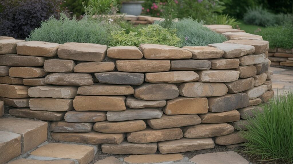 Dry-Stacked Flat Boulder Wall