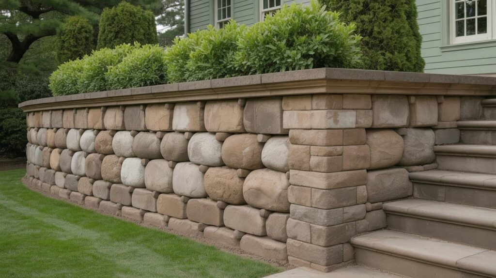 Mortared Boulder Wall