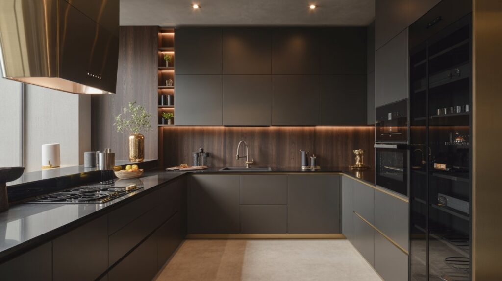 Go Bold With Black Cabinets and Gold Trim