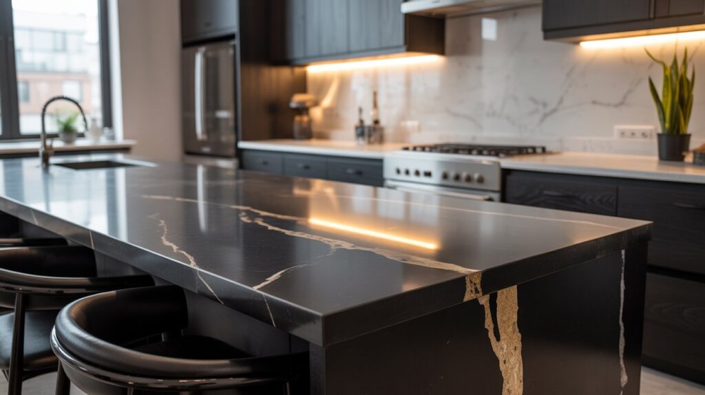 Use Black Countertops With Gold Veining