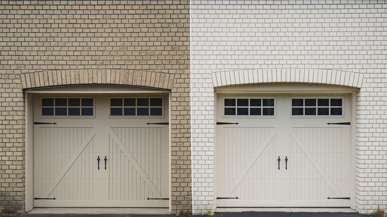Brick Garage Wall to High-Contrast White Limewash
