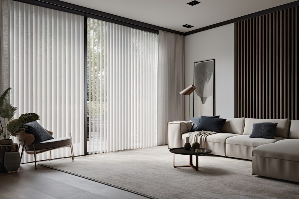 Faux wood vertical blinds