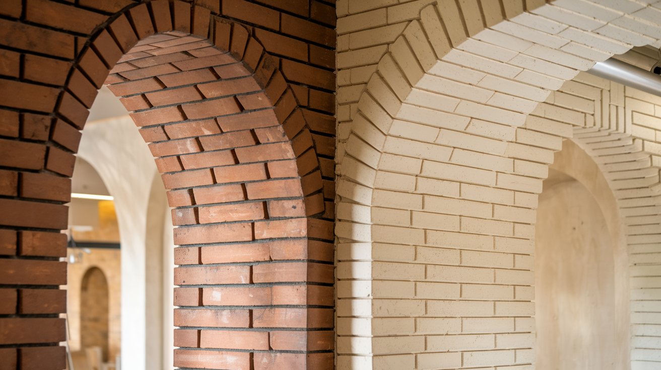 Indoor Brick Archway to Subtle Off-White Limewash