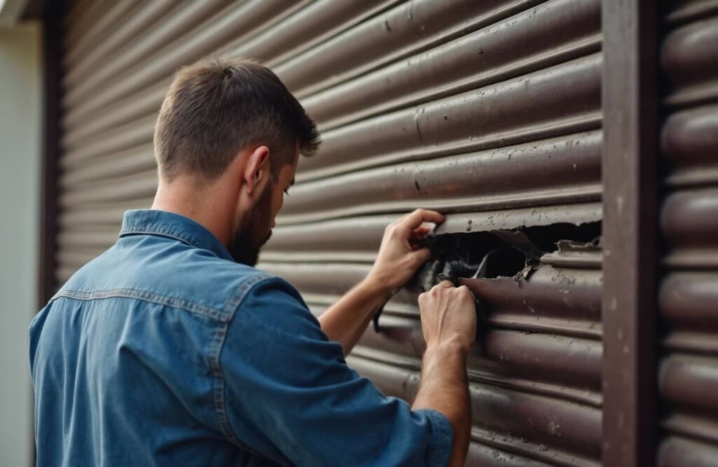 Visible Damage to Panels, Tracks, or Steel Door Sections
