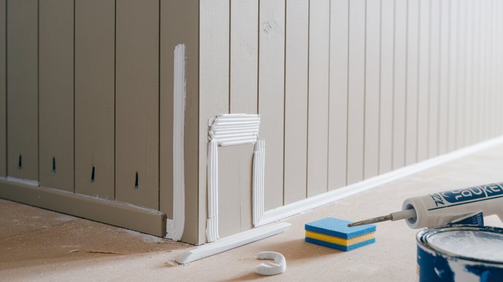 Finish, Caulk, and Paint the Shiplap Half Wall