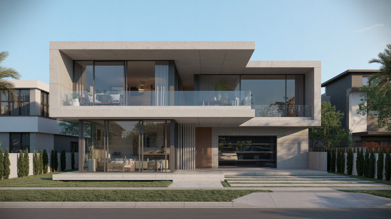 2. Contemporary Glass and Concrete Elevation