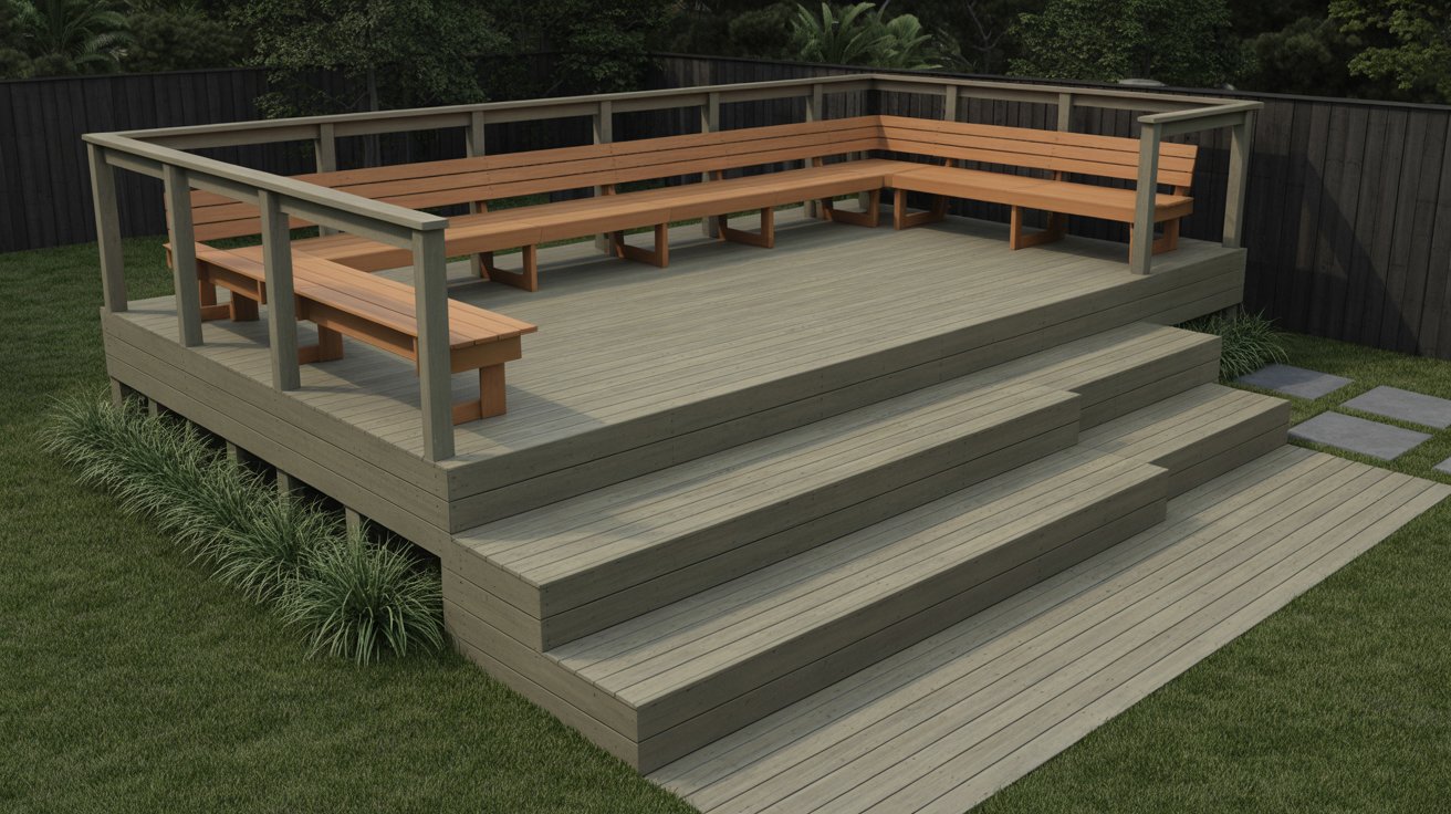 2. Built-In Seating Multi-Level Deck