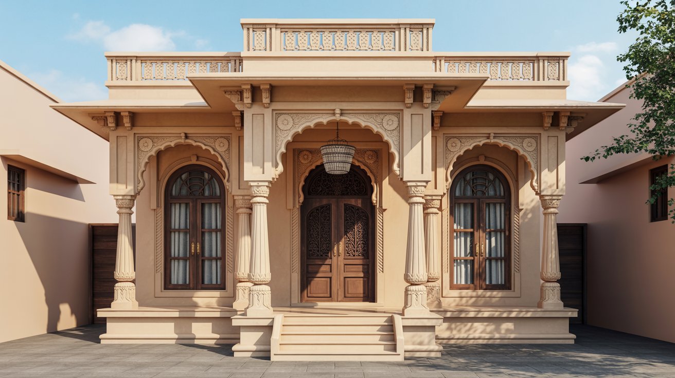 3. Traditional Indian Front Elevation Design