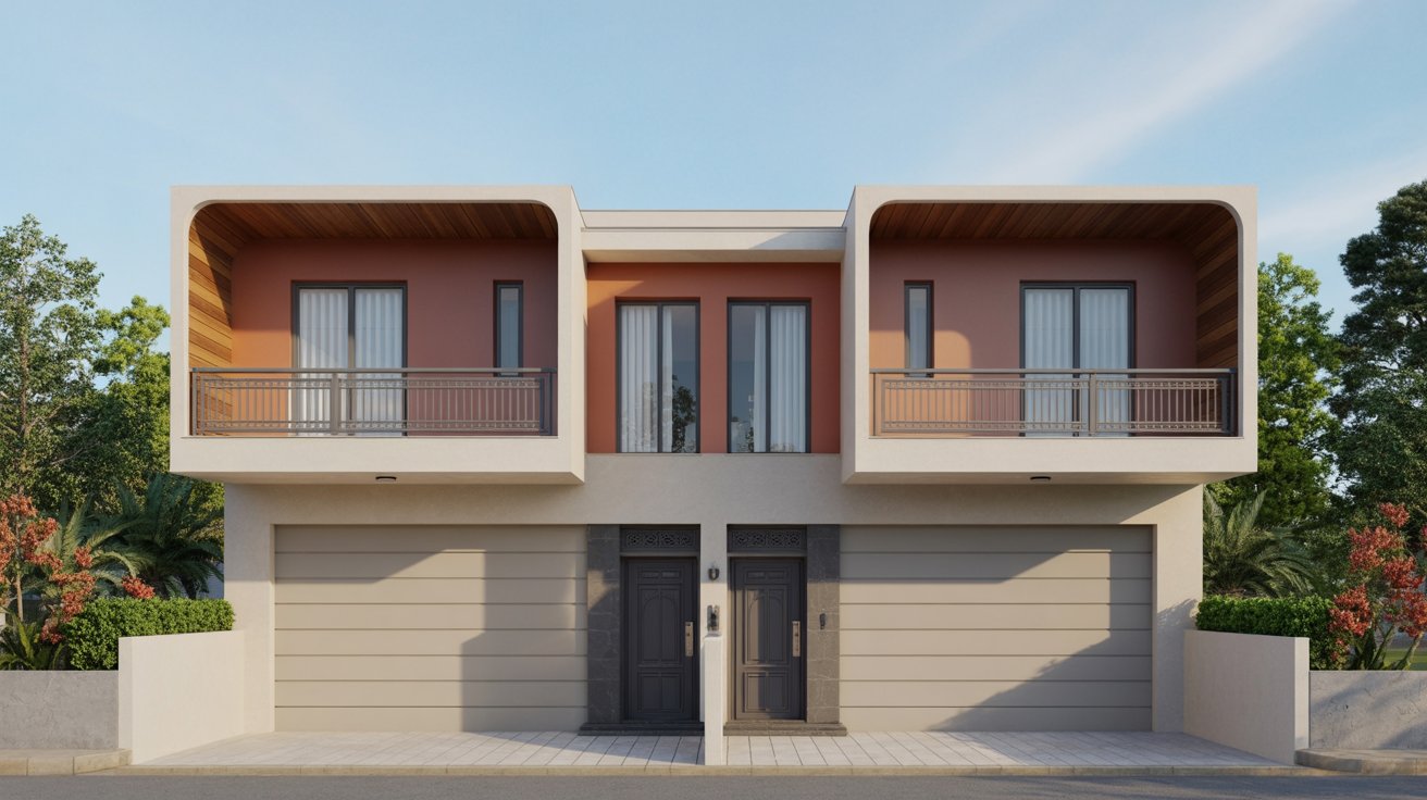 4. Duplex Front Elevation with Balcony