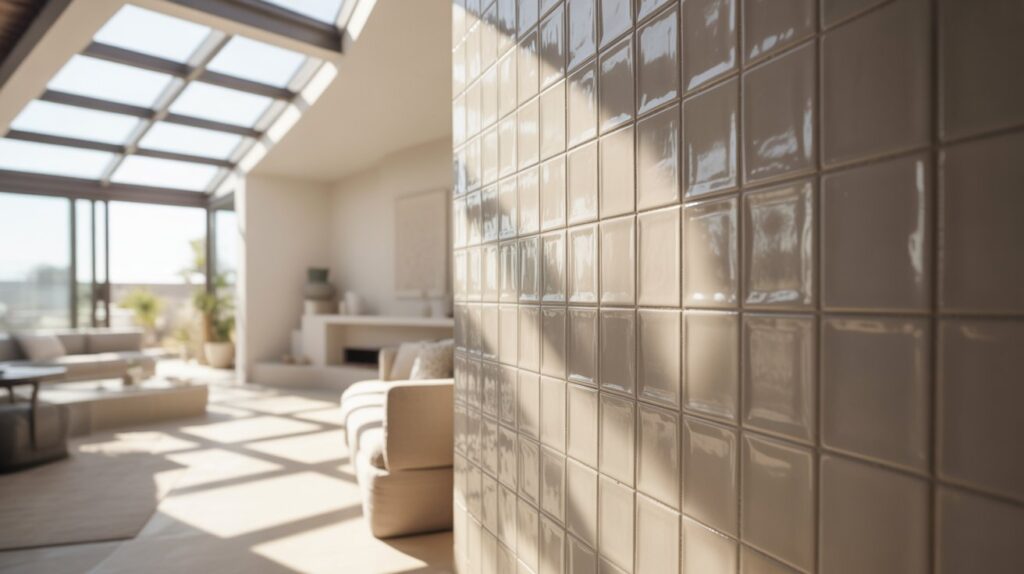 A spacious room featuring a skylight and a large window, allowing natural light to fill the space.