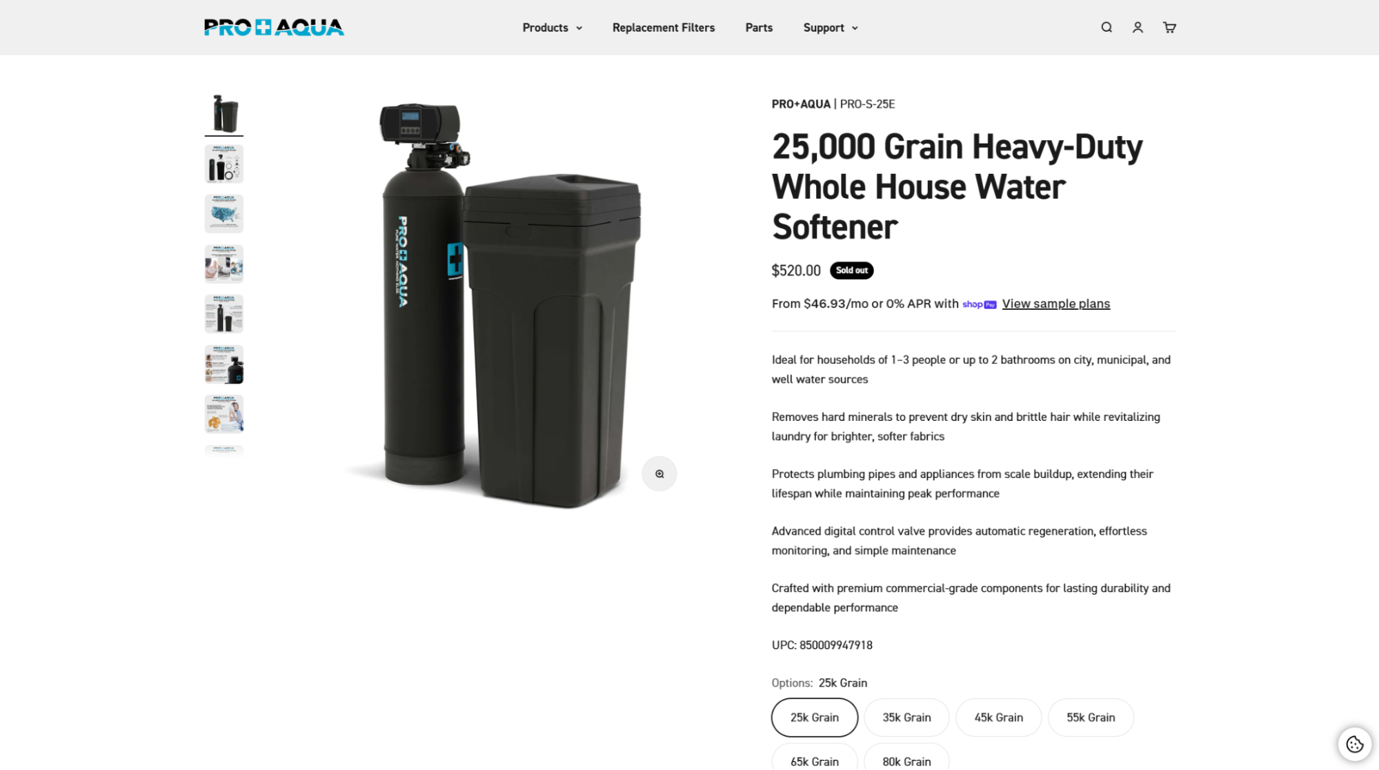 5. PRO+AQUA: 25,000 Grain Heavy Duty Whole House Water Softener