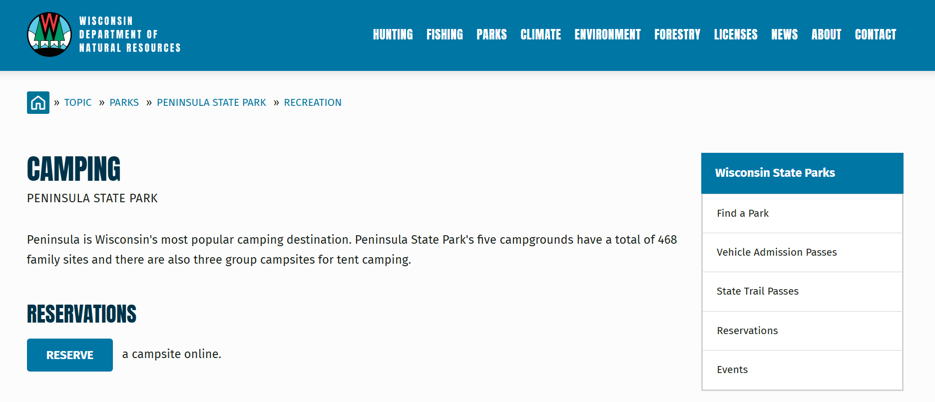 5. Peninsula State Park, Wisconsin